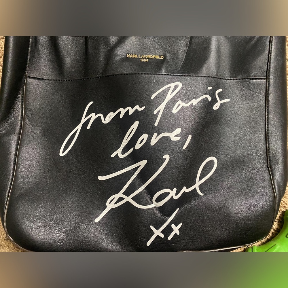 Karl Lagerfeld Black Messenger Bag with Signature Script